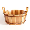 Wooden Washbasin With Two Handles And Round Shape Natural Wood Design
