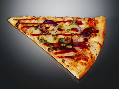 Delicious Pizza Slice Topped With Red Sauce Purple Onions Green Scallions And Crispy Crust 3d model