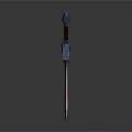 Fantasy Sword With Metallic Blade Red Hilt And Blue Decorative Design