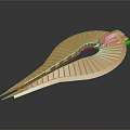 Modern Golden Streamlined Spacecraft Structure With Striped Surface For Cosmic Missions