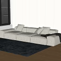 Minotti Sofa Three-Seat Fabric Sofa Tofu Block Sofa Straight Row Sofa Square Pillow 3d model