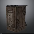 Rustic Wooden Storage Structure With Corrugated Roof Plank Walls And Decorative Door