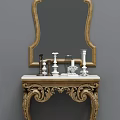 Classical Wooden Console Table With Elaborate Carvings And Curved Legs Design