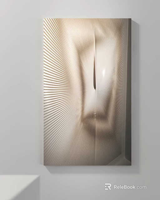 Modern Decorative Panel With Radial Lines And Smooth Metallic Surface 3d model 