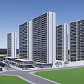 Modern Urban Development With High Rise Buildings Green Spaces And Road Network