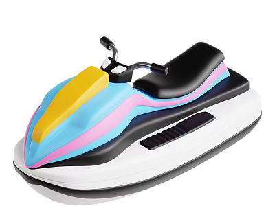Industrial Water Jet Ski Equipment With Colorful Blue Yellow Pink Black White Design And Handlebars 3d model
