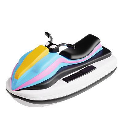 Industrial Water Jet Ski Equipment With Colorful Blue Yellow Pink Black White Design And Handlebars 3d model