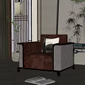 New Chinese-style Single Sofa 3d model