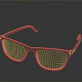 Green Sunglasses With Square Frame Green Lenses And Metal Rivets On Smooth Reflective Surface