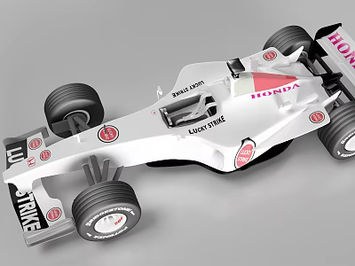 White Honda F1 Race Car Featuring Lucky Strike Livery And Aerodynamic Body 3d model