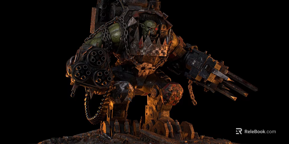 Intelligent Machine Featuring Monster Like Design Heavy Weapons And Metal Armor 3d model 