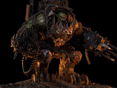 Intelligent Machine Featuring Monster Like Design Heavy Weapons And Metal Armor 3d model