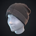 Ribbed Dark Gray Knitted Beanie Hat Featuring British Flag Badge Design 3d model