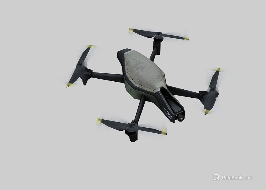 Black And Gray Quadcopter Drone With Camera And Four Propellers Design 3d model