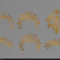 Elegant Golden Floral Leaf Wall Decor With Decorative Patterns And Designs 3d model
