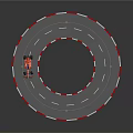 Red Race Car Moving On Track With White Red Guardrails And Open Cockpit 3d model