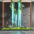 Indoor landscaping moss root shrub light belt stone kidney fern 3d model