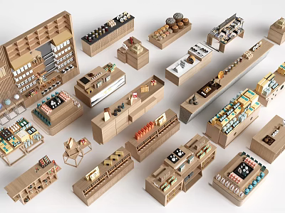 Various Wooden Storage Shelves With Multiple Designs For Display And Organizing 3d model