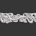 Exquisite Silver Bracelet With Ornate Curved Patterns And Diamond Embedded Details 3d model