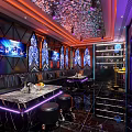 Glamorous KTV Private Room With Neon Lights Marble Tables TVs And Sofas 3d model