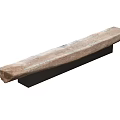 Natural Wood Long Bench With Black Base And Rustic Design Texture Features 3d model