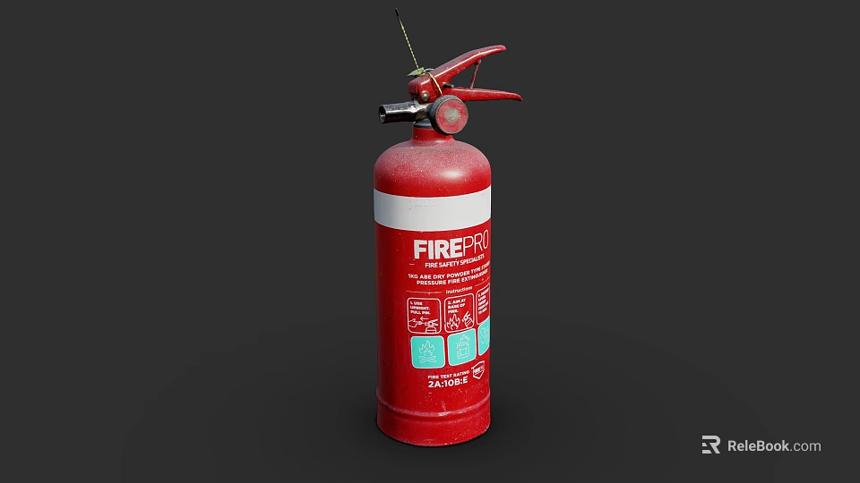 Red FIREPRO Fire Extinguisher Essential Household Safety Device For Home Use 3d model 