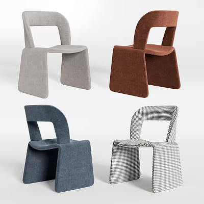 Modern Accent Chairs Collection With Gray Brown Blue And Checkered Upholstered Designs 3d model