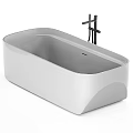 Freestanding White Bathtub With Black Faucet For Modern Bathroom Set