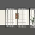 Decorative Glass Room Dividers With Geometric Patterns For Modern Interior Design 3d model