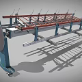 Industrial Support Equipment With Metal Frame Red Crossbars And Wheels For Material Handling