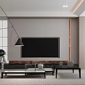 Modern Living Dining Room Interior With Sofa TV Table And Ceiling Lighting Design