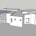 Modern Architecture Exterior Design With Circular And Rectangular Structure Glass Windows And Roof Louvers