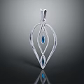 Elegant Silver Leaf Shaped Pendant Adorned With Blue Gemstones Fashion Accessory