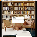 Quiet Casual Table and Chair Combination Ancient Rattan Leather Single Casual Chair Casual Sofa Book Ornaments Carpet 3d model