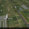 Aerial Planning View of Organized Farmland Greenhouses Roads and Green Space Layout