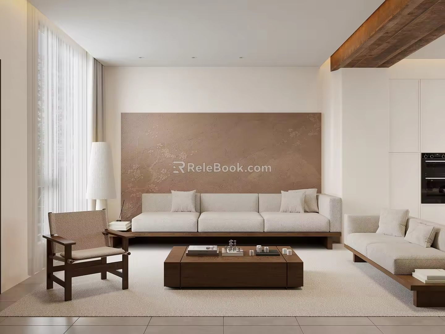 Quiet Chinese and Ancient Style Restaurant Sofa Coffee Table Dining Table and Chair Sideboard 3d model