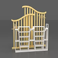 Yellow Curved Decorative Frame With White Layered Shelves Structure 3d model