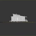 Modern Single Family House Model On Green Lawn With Large Windows And Wooden Deck