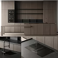 Dark Gray Modern Kitchen Cabinets With Sleek Countertop And Contemporary Interior Design