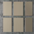 Six Beige Wall Panels With Various Textures And Striped Patterns On Grey Background