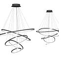 Modern Spiral Chandelier Design With Black Silver Metal Rings For Living Room