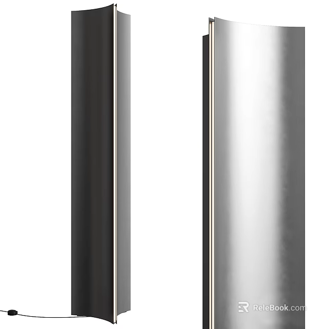 Modern Floor Lamp Featuring Black And Silver Metal Finish With Sleek Minimalist Design 3d model 