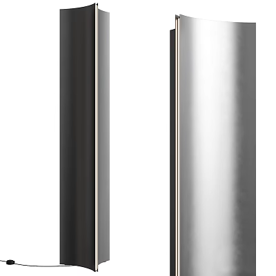 Modern Floor Lamp Featuring Black And Silver Metal Finish With Sleek Minimalist Design 3d model