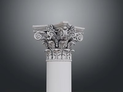 Scenic View Of Classical White Column Capital With Intricate Carved Scrolls And Leaf Motifs 3d model