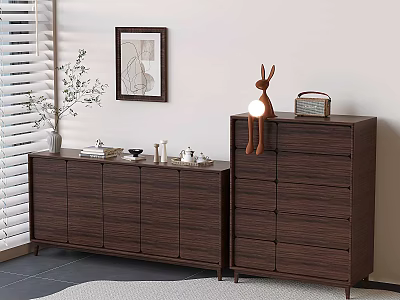 New Chinese Style Sideboard Tea Cabinet Storage Cabinet Solid Wood Entrance Cabinet Side Cabinet Dining Cabinet 3d model