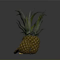 Fresh Whole Pineapple with Green Leaves and Sliced Yellow Flesh Displayed on Dark Background