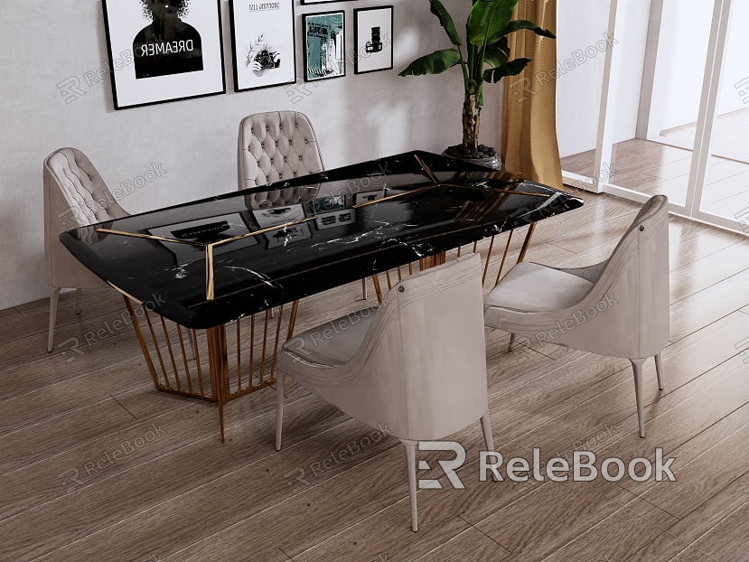 Dining table and chair combination model