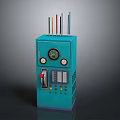 Blue Industrial Electrical Control Panel With Colorful Tubes Meters Buttons And Indicator Lights