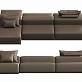 Modern Brown Sectional Sofa With Modular Design And Soft Decorative Pillows 3d model