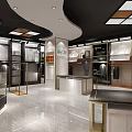Modern Clothing Store Interior With Fashion Apparel Displays And Lighting Fixtures